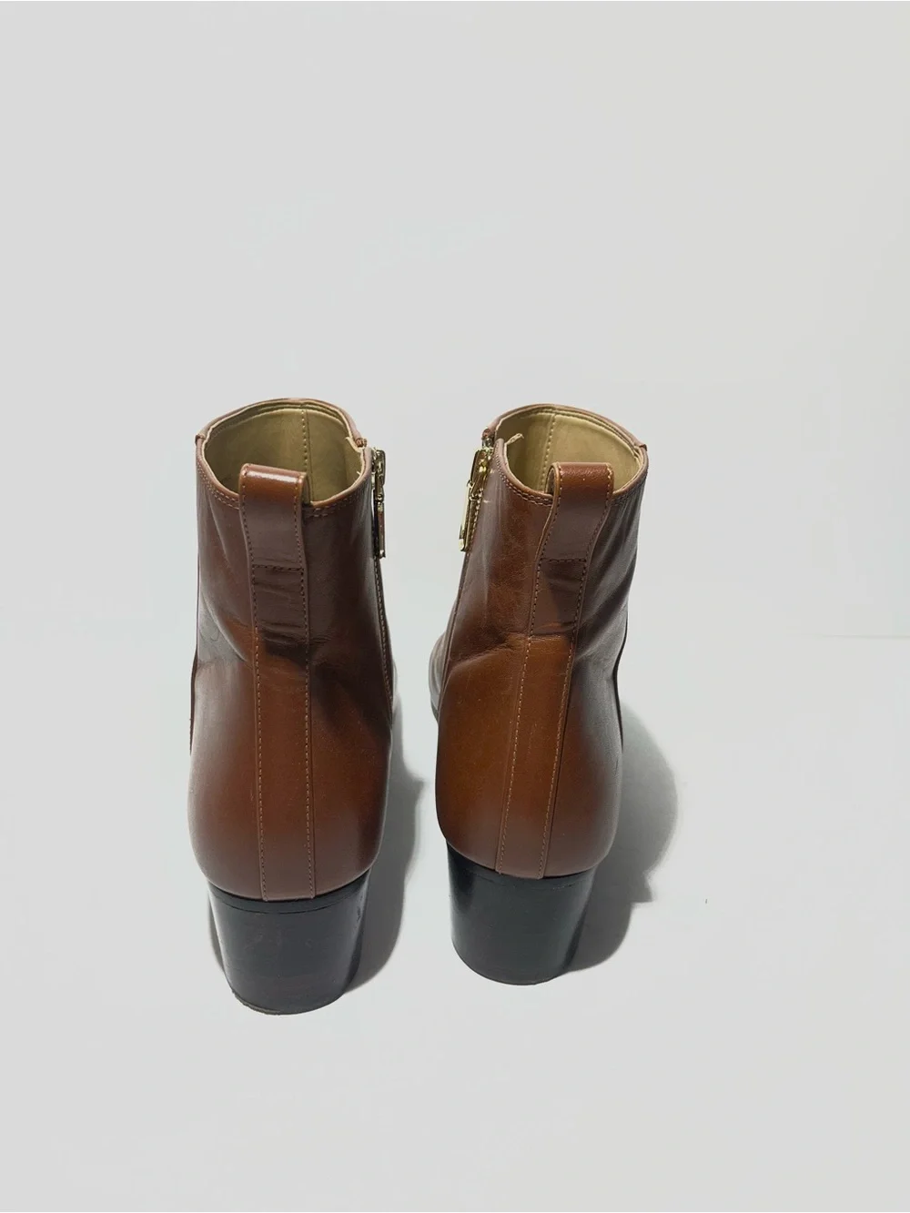 😍 Talbots Men’s Chestnut Brown Leather Chukka Zip Ankle Boots size 9